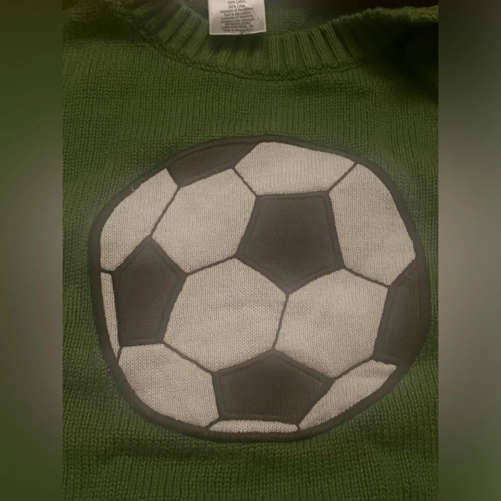 Gymboree Green Kids Sweater with Soccer Ball Applique and Buttons Boys Size 5T